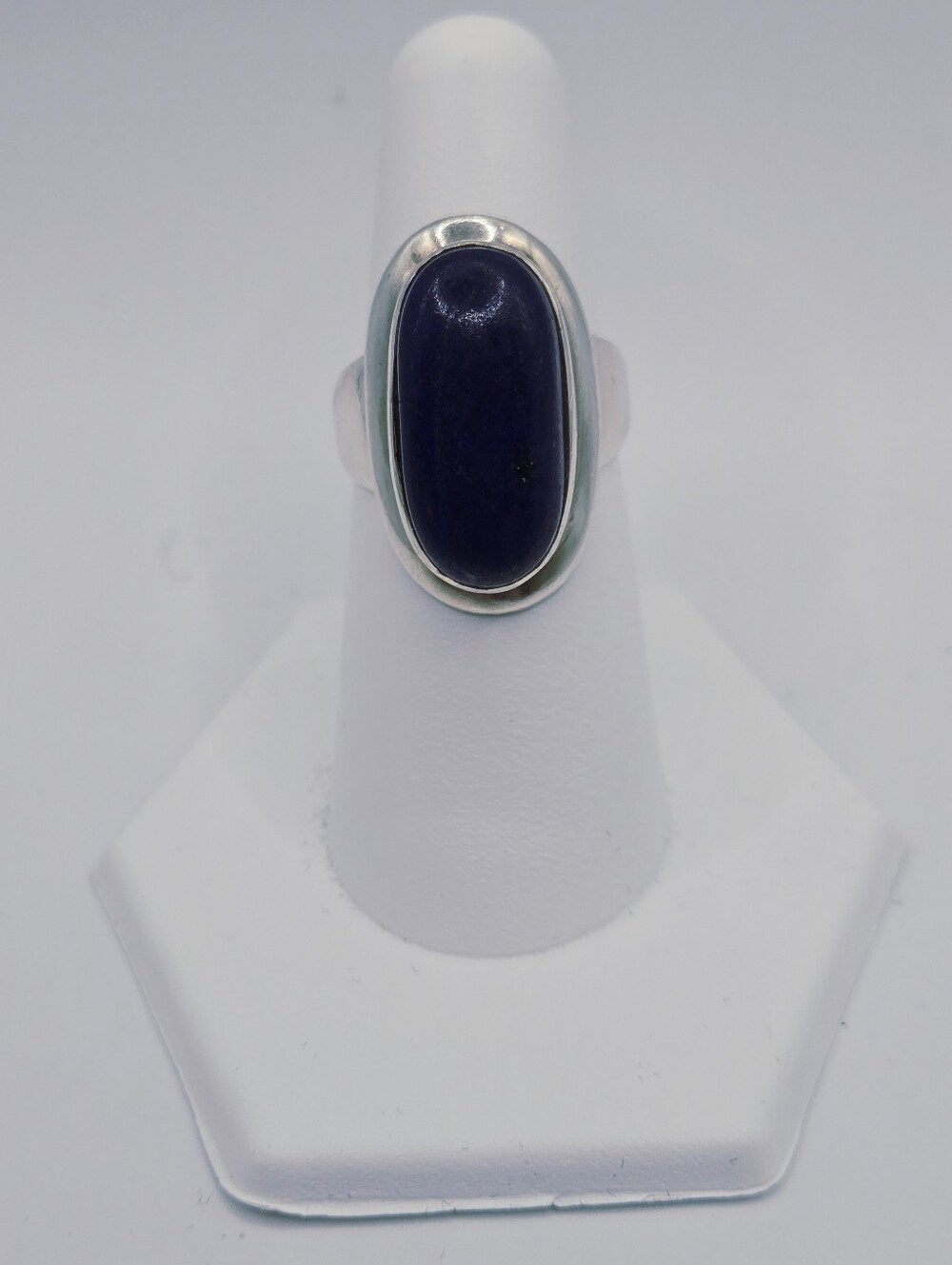 Sterling Silver Ring with Oval Lapis Lazuli Stone